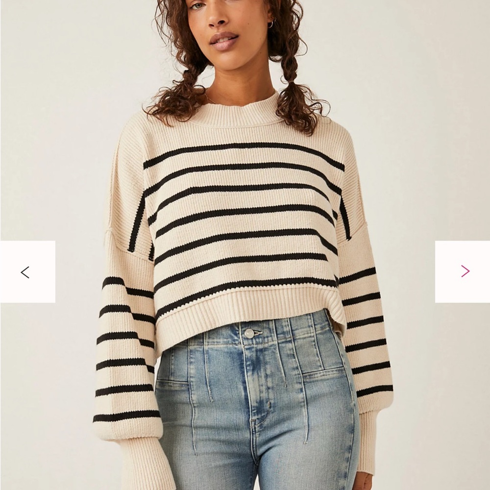 Free People Easy Street Stripe Crop Pullover sweater